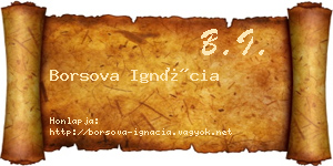 Borsova Ignácia névjegykártya